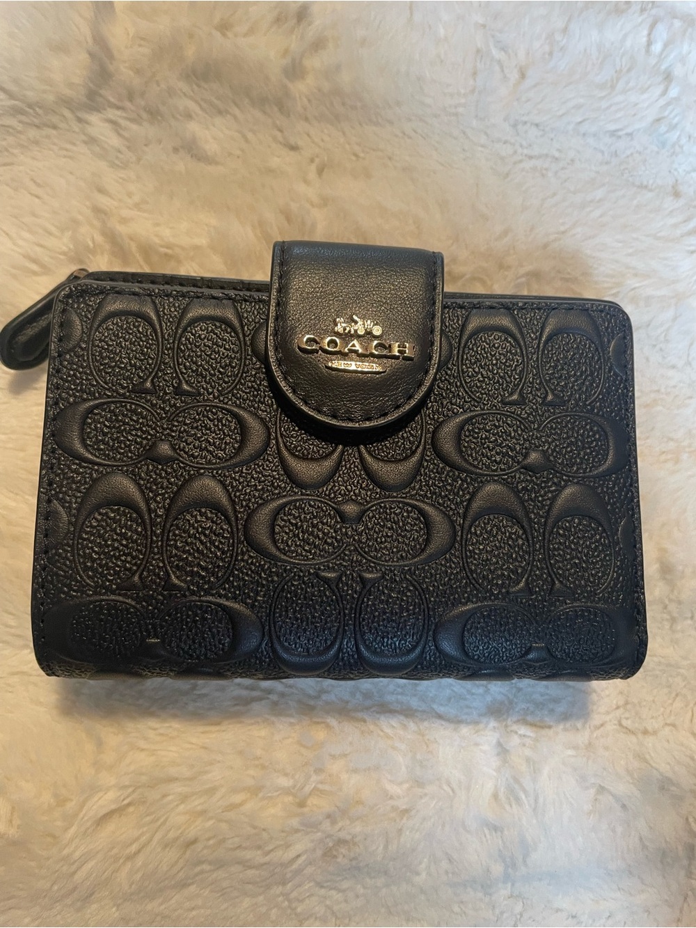 Coach Black Embossed Matte Signature Leather Wallet